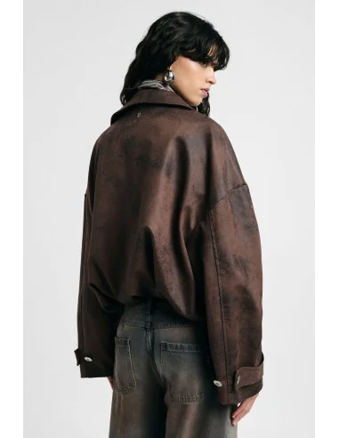 Biker-style jacket with zip and drawstring, please
