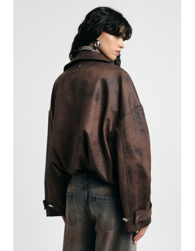 Veste style motard avec fermeture éclair et cordon de serrage Please