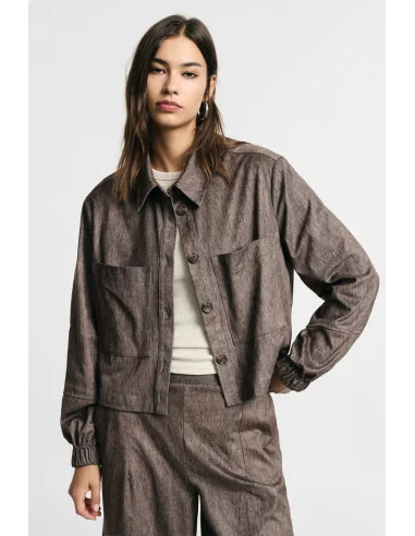 Giacca Camicia Cropped Con Tasche Frontali Please