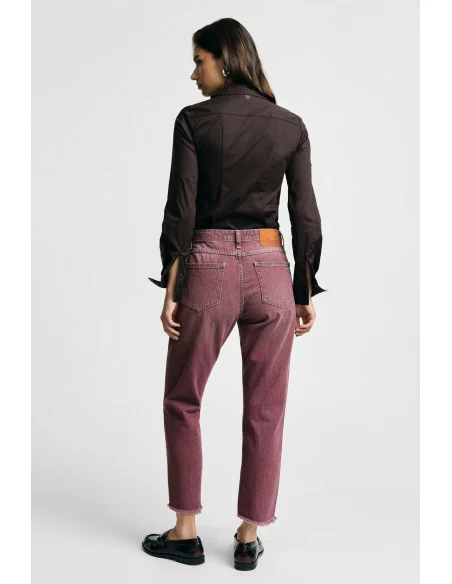 Regular-Fit Cropped Trousers with Frayed Hem Please