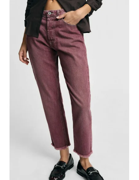 Pantaloni Regular-Fit Cropped Con Orlo Sfrangiato Please
