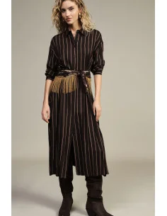 Robe longue à rayures avec ceinture à franges Dixie