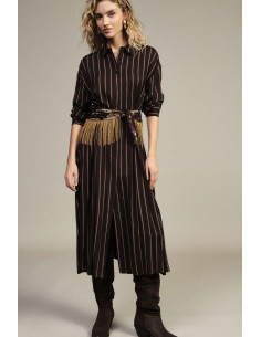Vestito Lungo A Righe Con Cintura Frange Dixie