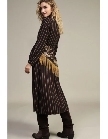 Robe longue à rayures avec ceinture à franges Dixie
