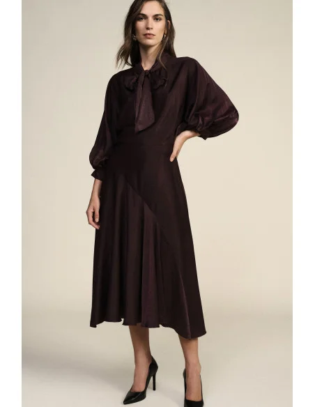 Dixie Midi Dress with Long Sleeves and Bow