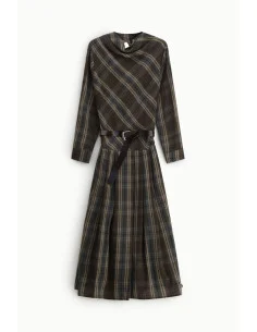 Dixie Checked Midi Dress with Belt and Long Sleeves 2