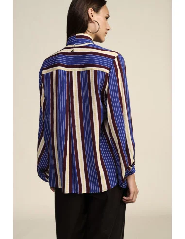 Camicia A Righe Con Fiocco Collo E Polsini Arricciati Dixie