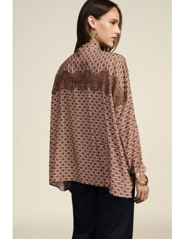 Camicia Fantasia Con Inserti Ricamati E Nodo Collo Dixie