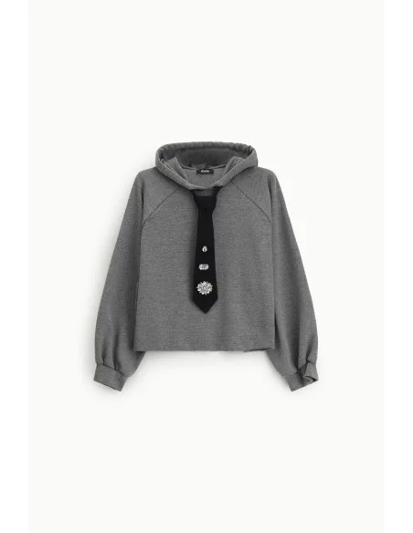 Dixie Hooded Sweatshirt with Decorative Tie Detail