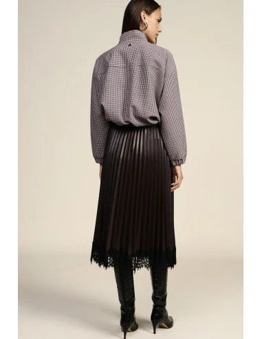 Dixie Pleated Midi Skirt with Lace Trim
