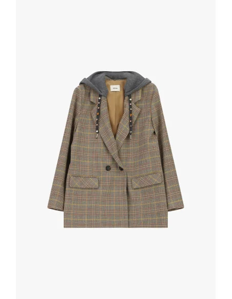 Double-breasted Blazer with Hood and Dixie Check Pattern