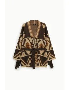 Cardigan A Stampa Geometrica Con Cintura E Frange Dixie 2