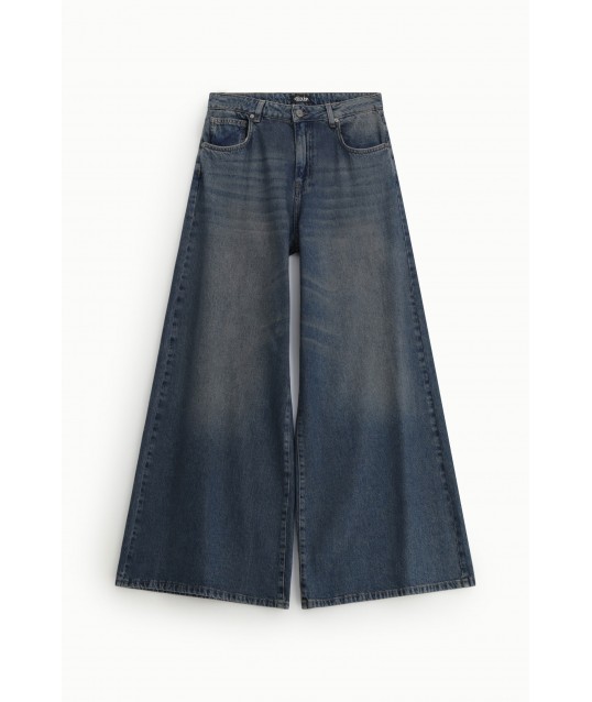 Jean à taille haute et jambes larges, cinq poches, modèle Dixie