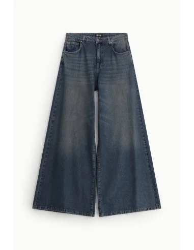 Jean à taille haute et jambes larges, cinq poches, modèle Dixie