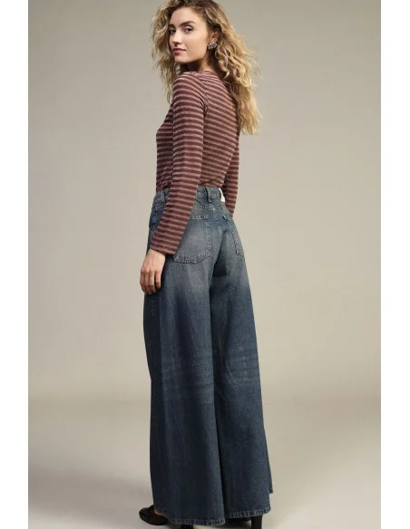 Jeans A Gamba Ampia Vita Alta Con Cinque Tasche Dixie
