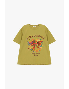 Dixie Loose-Fit Short-Sleeved T-Shirt with Samba Print