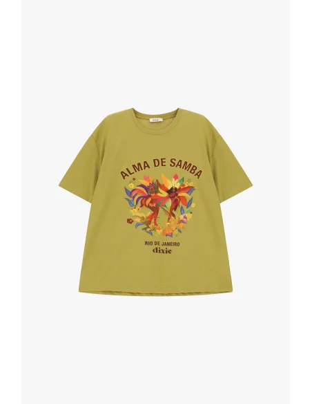 Dixie Loose-Fit Short-Sleeved T-Shirt with Samba Print