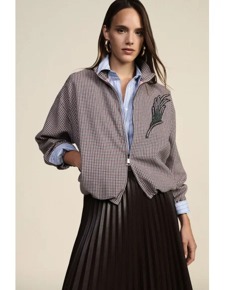 Bomber A Quadretti Con Applicazione Ricamata Frontale Dixie