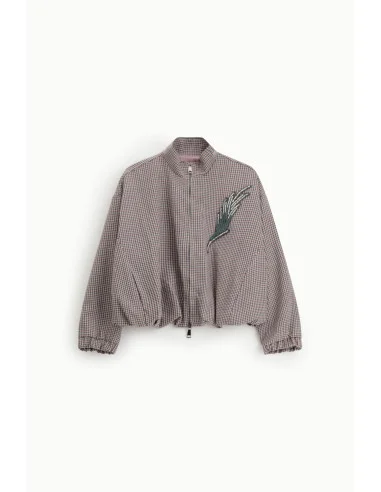 Bomber A Quadretti Con Applicazione Ricamata Frontale Dixie