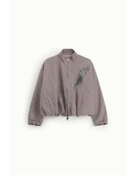 Bomber A Quadretti Con Applicazione Ricamata Frontale Dixie