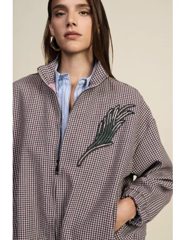 Bomber A Quadretti Con Applicazione Ricamata Frontale Dixie