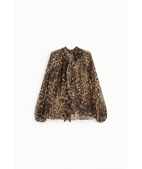 Blusa Ampia Fantasia Animalier Con Fiocco Dixie