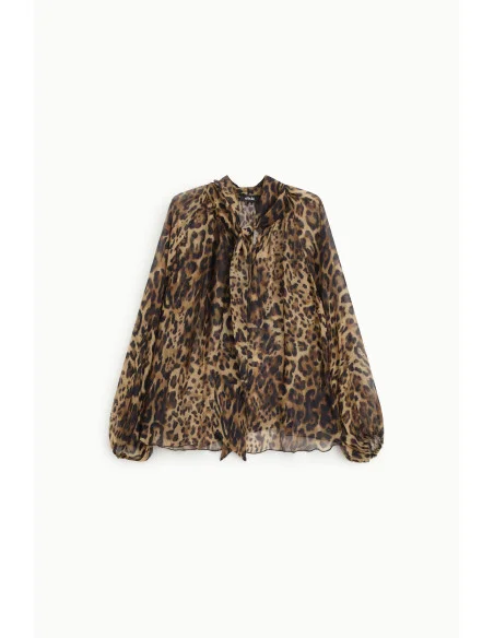 Blouse ample à imprimé animalier avec nœud Dixie