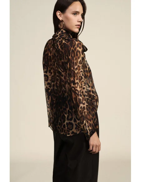Blusa Ampia Fantasia Animalier Con Fiocco Dixie