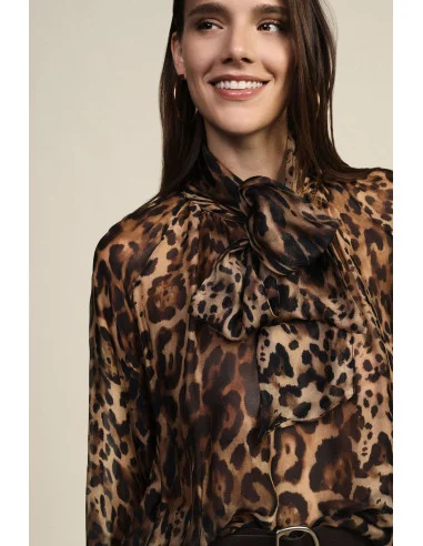 Blusa Ampia Fantasia Animalier Con Fiocco Dixie