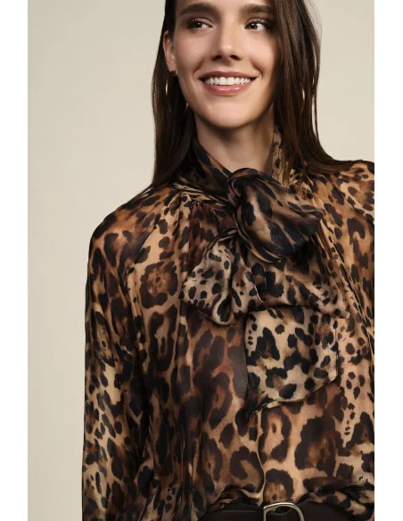 Blouse ample à imprimé animalier avec nœud Dixie
