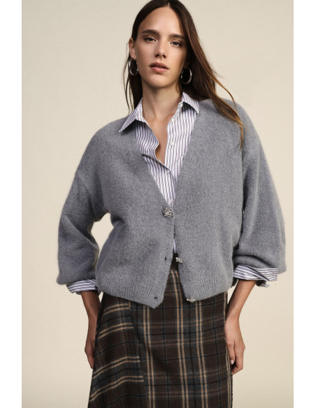 Cardigan Con Bottoni Gioiello E Maniche Ampie Dixie