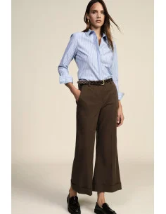 Palazzo Trousers With Studded Belt And Turn-Up Hem Dixie