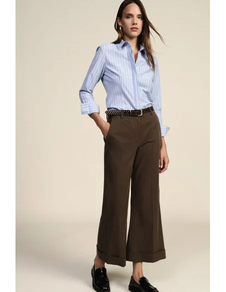 Palazzo Trousers With Studded Belt And Turn-Up Hem Dixie