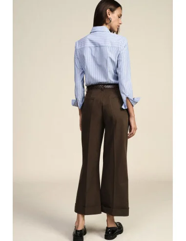 Palazzo Trousers With Studded Belt And Turn-Up Hem Dixie