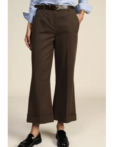 Pantaloni Palazzo Con Cintura Borchiata E Risvolto Dixie