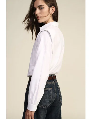 Classic Blouse with Structured Shoulders and Dixie Cuffs