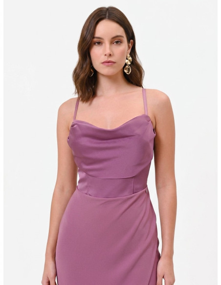 Robe longue fourreau en crêpe scuba avec corset en satin « Rinascimento »