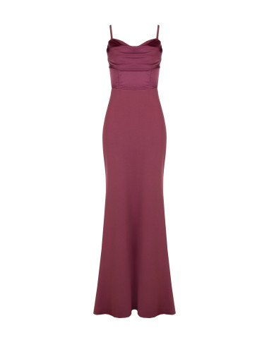 Robe longue fourreau en crêpe scuba avec corset en satin « Rinascimento »