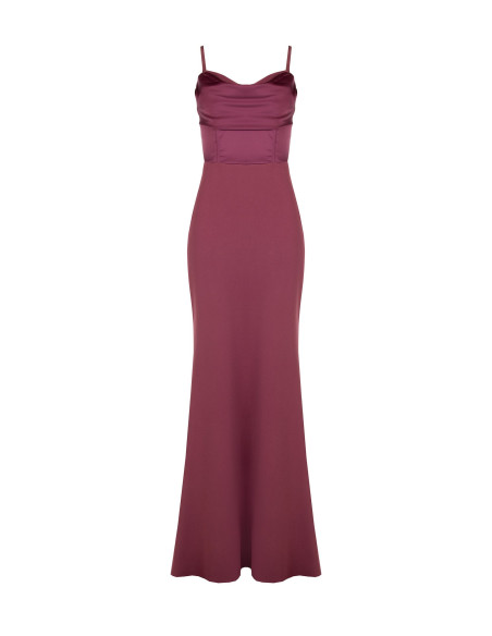 Long Sheath Dress in Scuba Crepe with a Satin Corset by Rinascimento