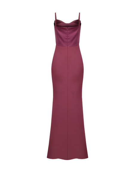 Robe longue fourreau en crêpe scuba avec corset en satin « Rinascimento »
