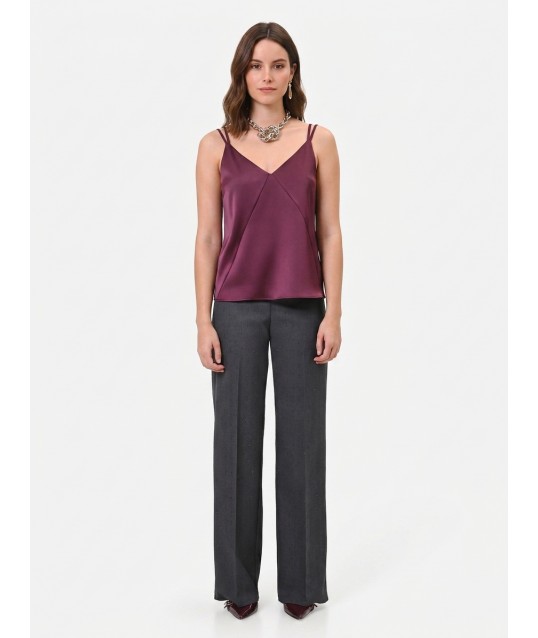 Satin Top with Double Straps and RR Logo Patch on the Back – Rinascimento