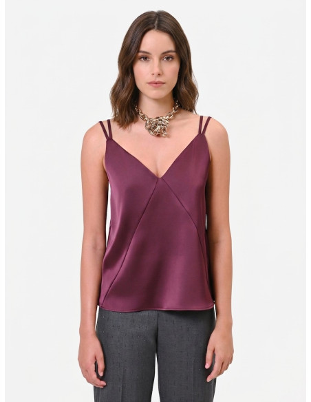 Top In Raso Con Doppie Spalline E Targhetta Logo Rr Dietro Rinascimento