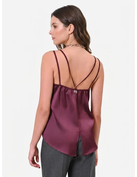 Satin Top with Double Straps and RR Logo Patch on the Back – Rinascimento