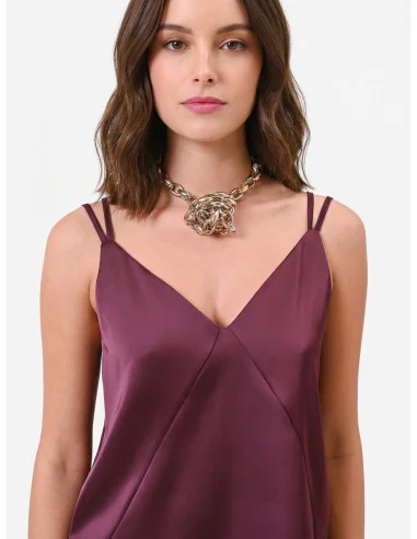 Satin Top with Double Straps and RR Logo Patch on the Back – Rinascimento