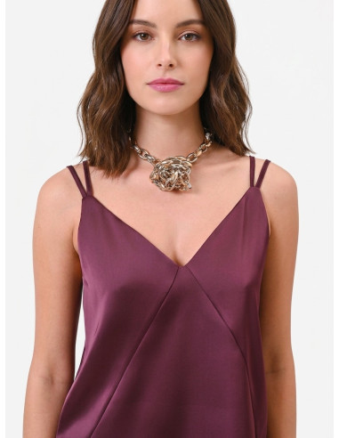 Top In Raso Con Doppie Spalline E Targhetta Logo Rr Dietro Rinascimento