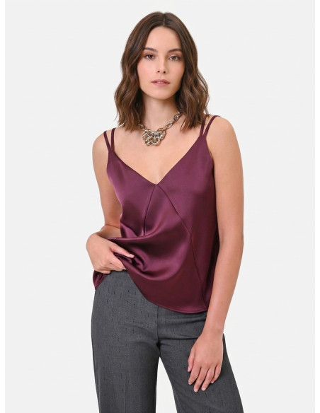 Top In Raso Con Doppie Spalline E Targhetta Logo Rr Dietro Rinascimento