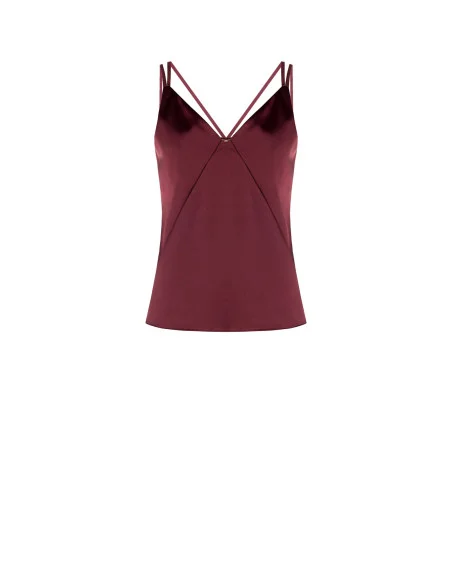 Satin Top with Double Straps and RR Logo Patch on the Back – Rinascimento