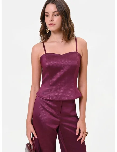 Crop top bustier en satin jacquard « Rinascimento »