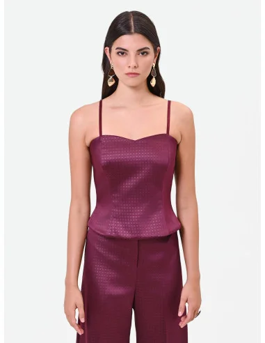 Crop top bustier en satin jacquard « Rinascimento »