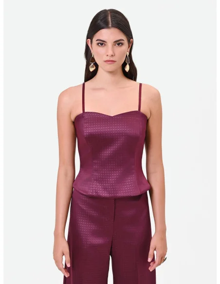 Crop top bustier en satin jacquard « Rinascimento »